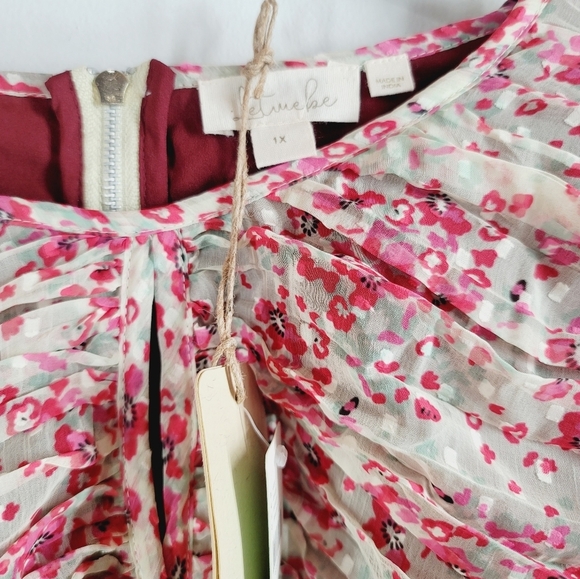 NWT Anthropologie LetMeBe Ruched Floral Blouse, Top 1X - Picture 4 of 7